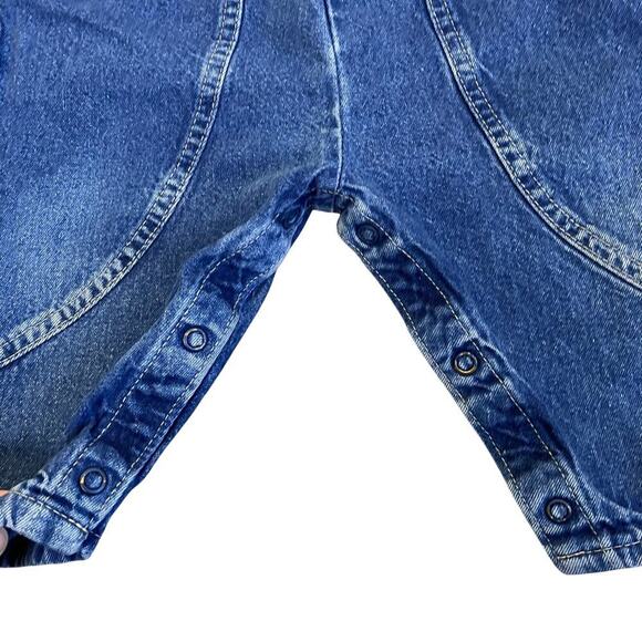 OshKosh Vintage 90s Bubble Leg Bib Style Denim Overalls USA Made Sz 12Mo - Picture 14 of 16